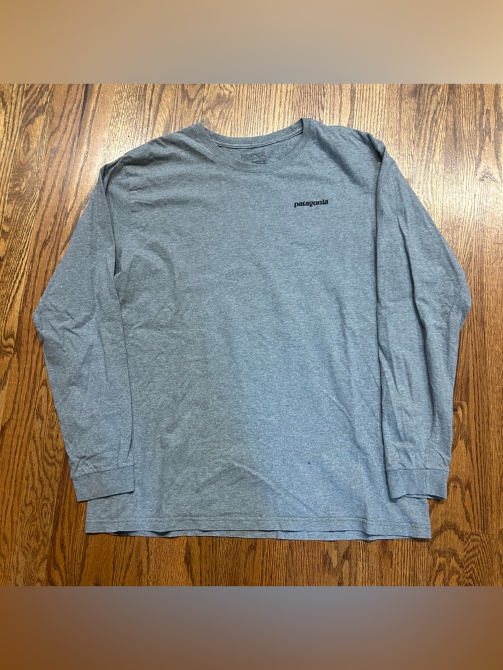 Patagonia T-Shirt Men's Large Long Sleeve Graphic Logo Crew Neck Gray